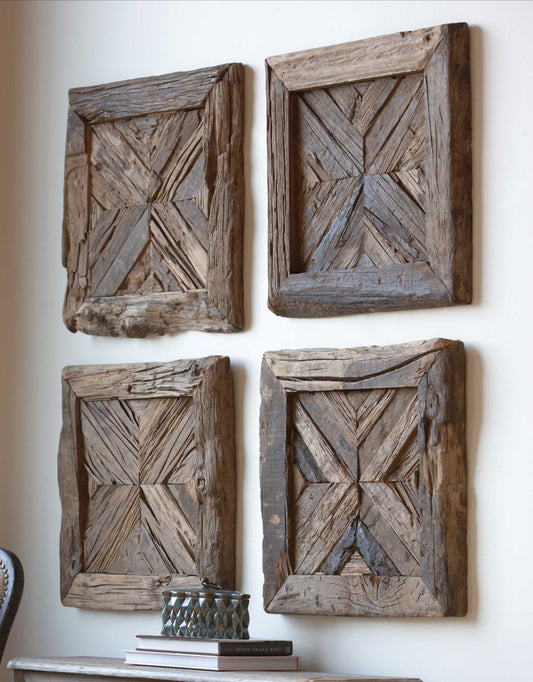 RECLAIMED WOOD WALL DECOR S/4