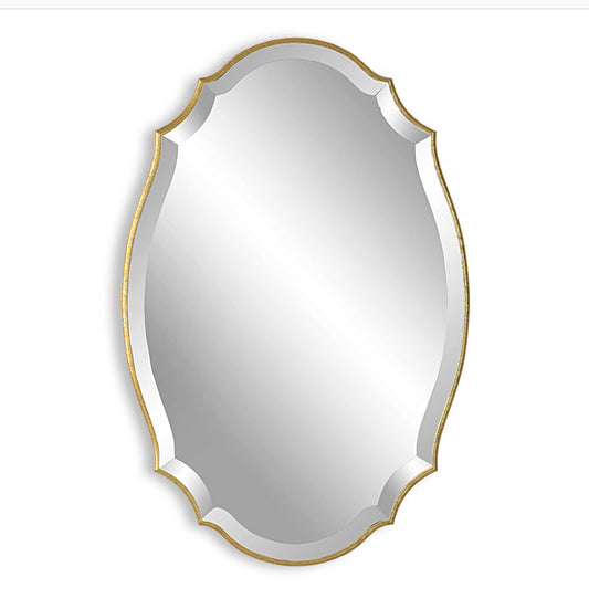 BEVELED OVAL MIRROR ANTIQUE GOLD