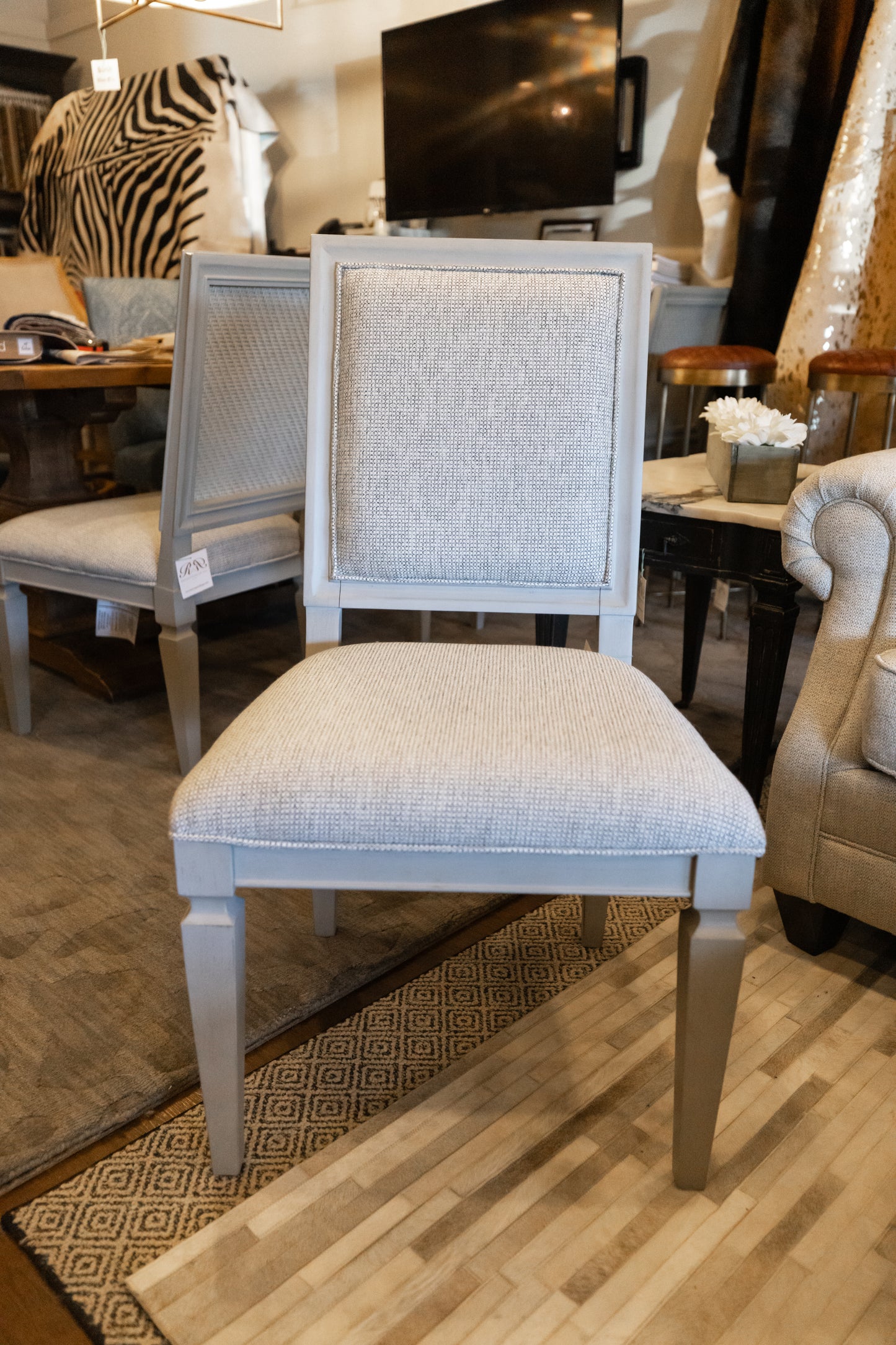 FRENCH GRAY WOVEN ACCENT SIDE CHAIR