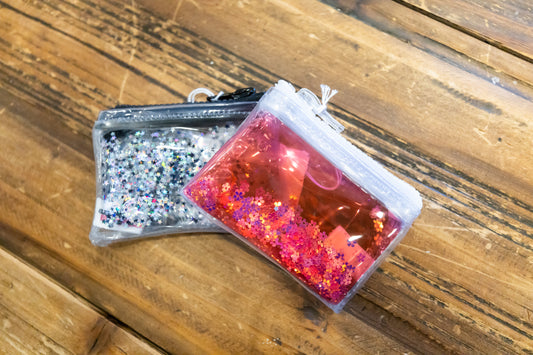 ELECTRIC BUBBLEGUM FLOWER PINK POWER GLITTER COIN PURSE