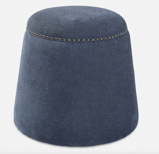 DENIM BLUE CHENILLE OTTOMAN