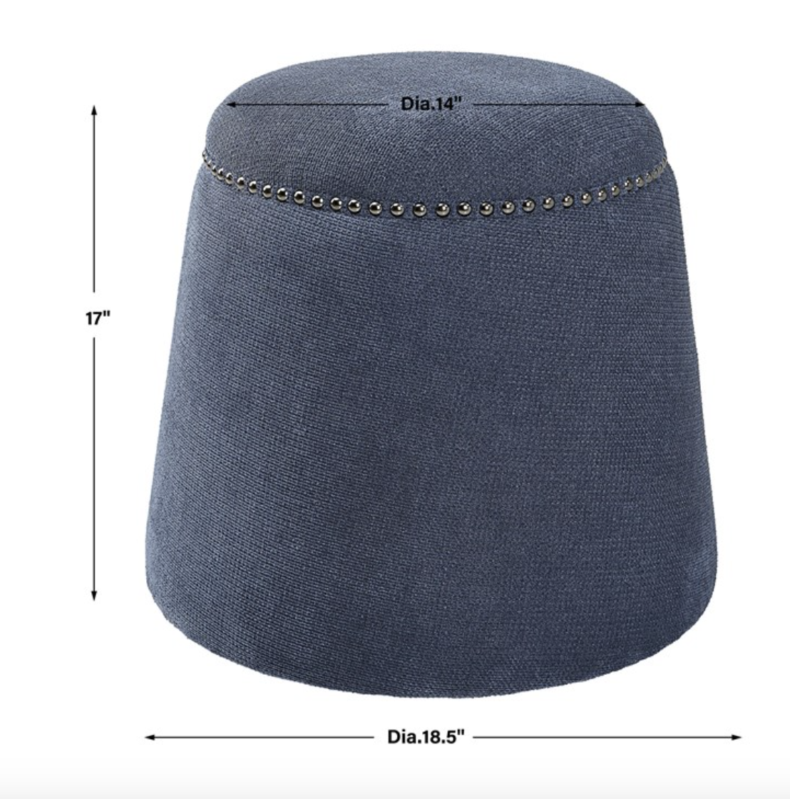 DENIM BLUE CHENILLE OTTOMAN