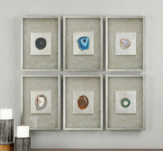 SILVER SHADOW BOX WALL DECOR S/6