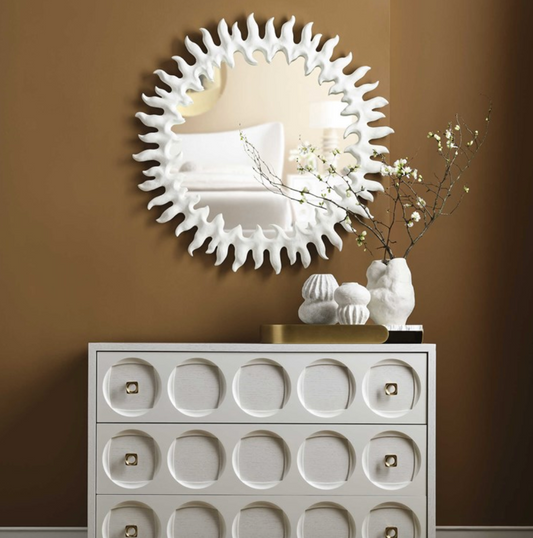 SUNS UP ROUND MIRROR / WHITE