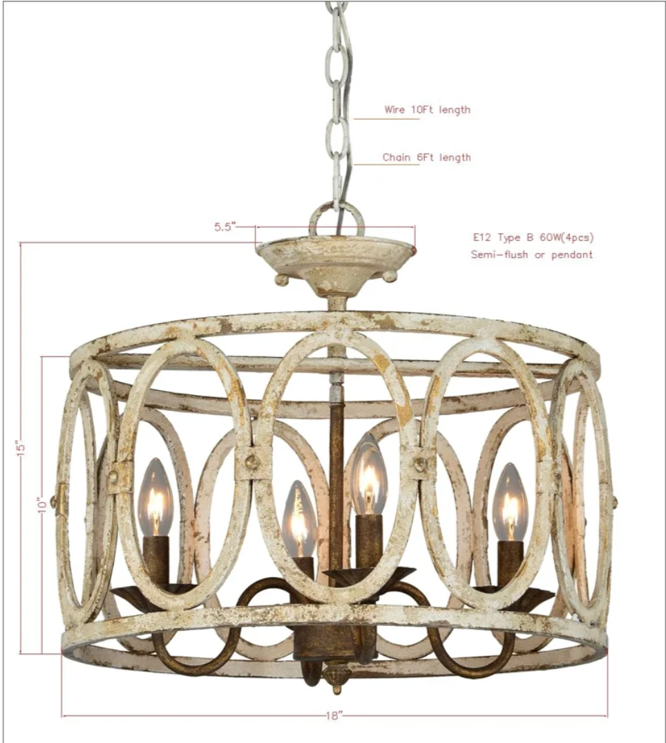 HANNAH SEMIFLUSH CHANDELIER / LIGHTING